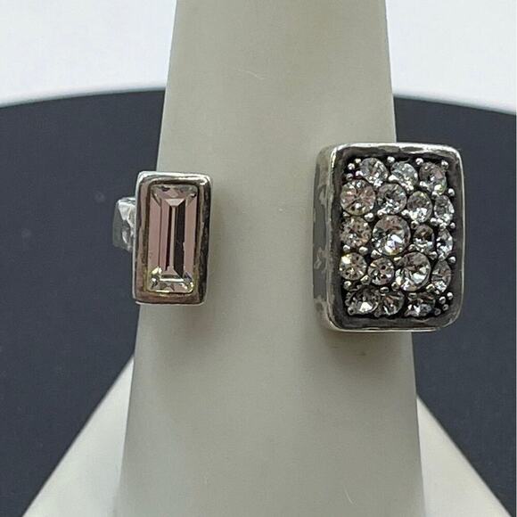Silpada Signed Swarovski Crystal Sterling Silver 925 Adjustable Cuff Ring Sz  9 - Picture 1 of 16